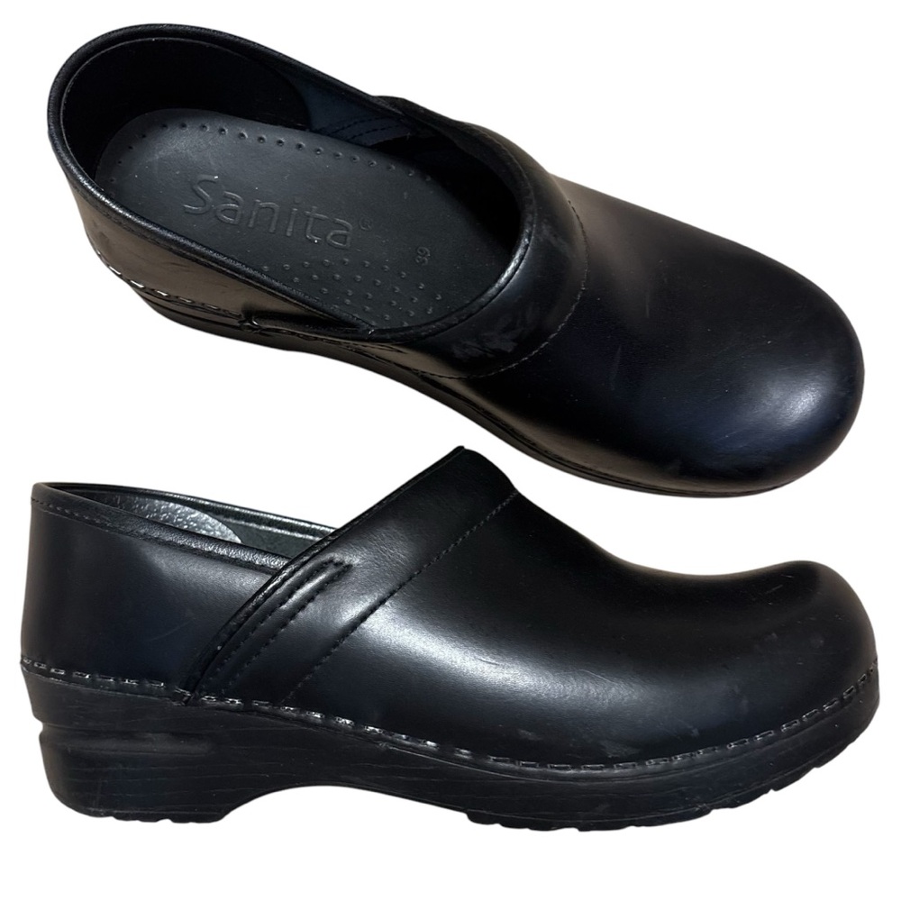 Sanita Black Professional Workwear Slip On Clogs Shoes 39